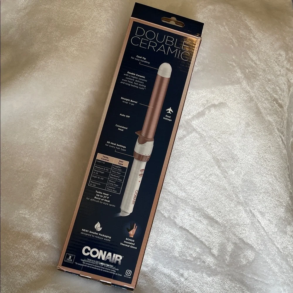 Conair Double Ceramic 1-Inch Curling Wand - Rose Gold New In Box - Picture 1 of 6